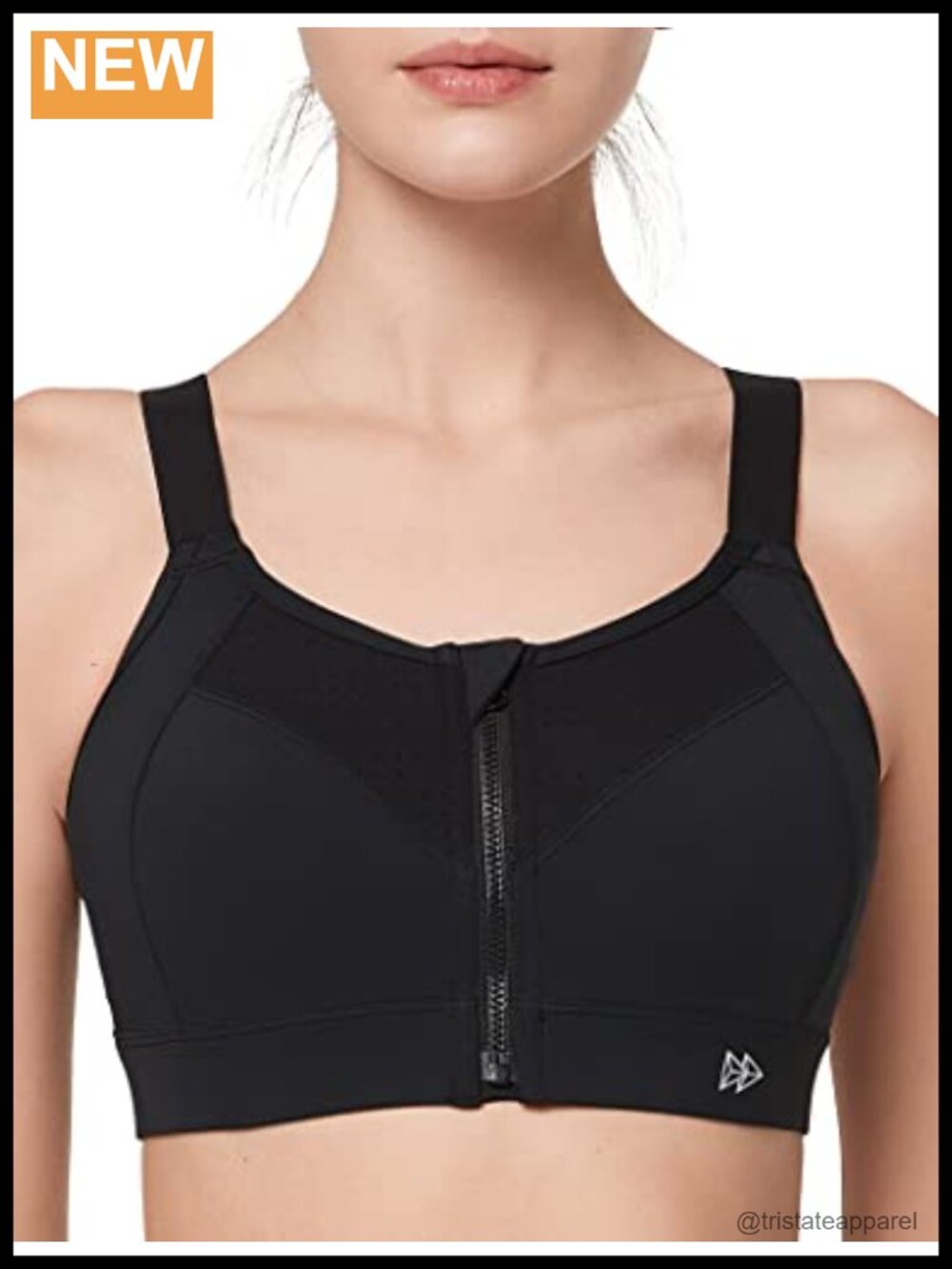 Adjustable High Impact Zip Front Sports Bra Full Coverage Wire Free